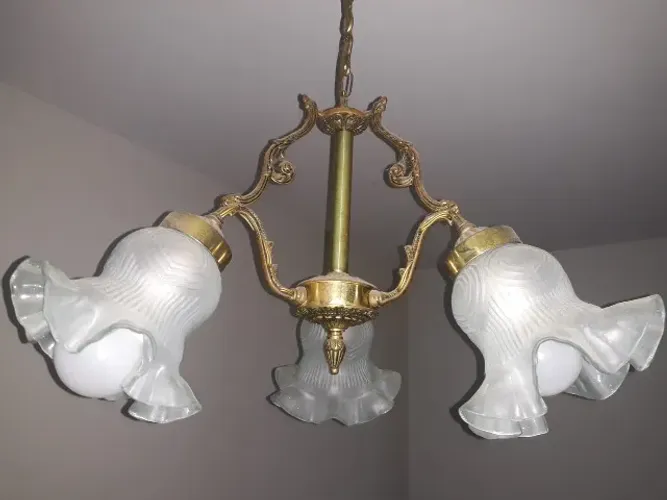 Lustre Sala Jantar Quarto Pendente Triplo Dourado Vintage