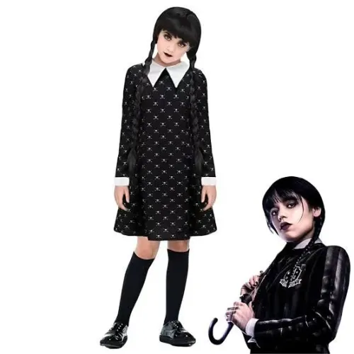 Cosplay Infantil Adulto Família Addams Morticia