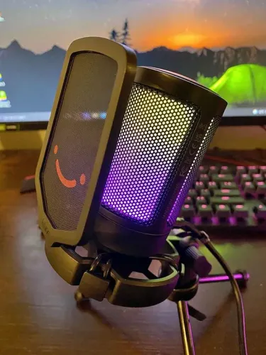 Microfone profissional Fifine + Tripé/Discagem Volume/Botão Mute/Rgb/Streaming Pc-ps4-ps5