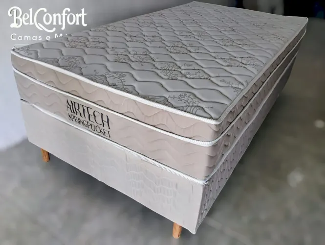 CAMA BOX SOLTEIRÃO BASE + COLCHÃO 