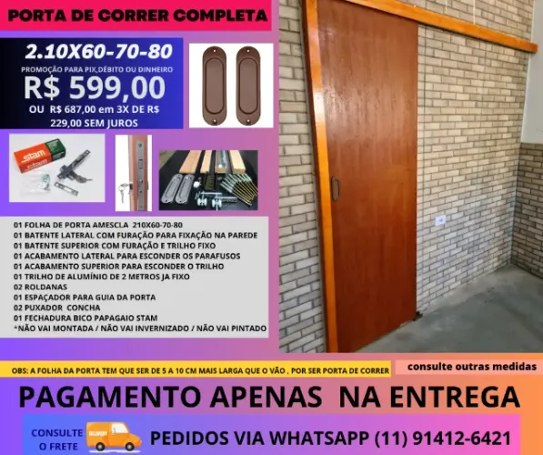 porta interna fechadura -correr  e batente de 4cm