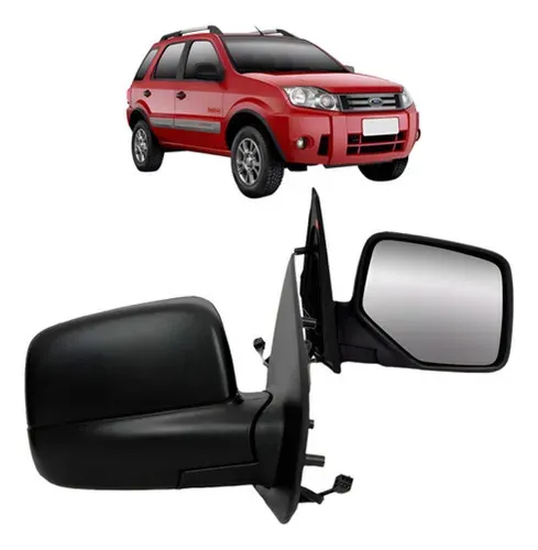 Par Retrovisor Ecosport 03 A 09 Eletrico Preto Texturizado Direito + Esquerdo