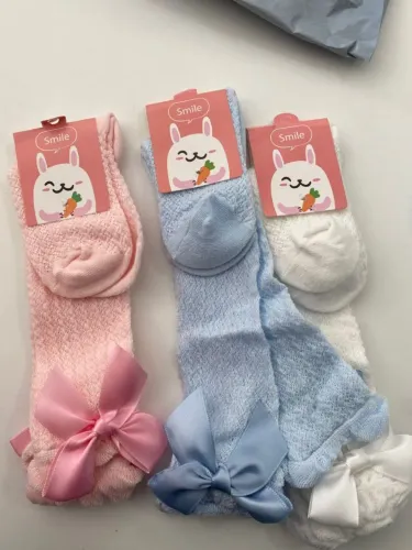 Meias de Bebê com Laço - Lindas e Delicadas!