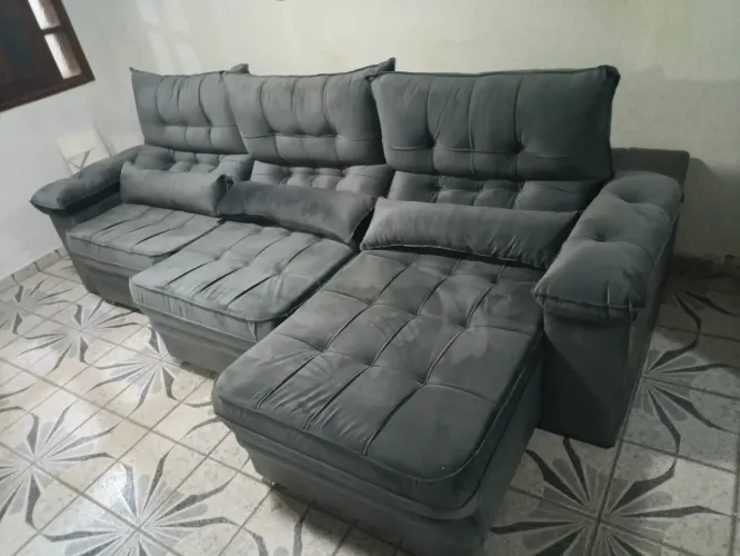 Sofá retratil  reclinável Cinza Confortável e Moderno 2.90  