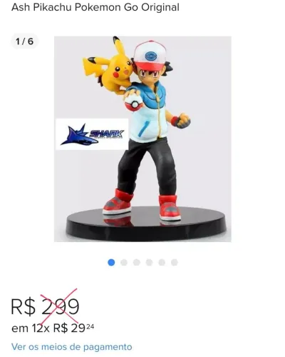 Baixei!!! Boneco Ash e Pikachu Pokemon Go Original+4 brindes