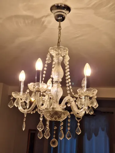 Lustre Clássico De Cristal - 5 Braços Candelabro