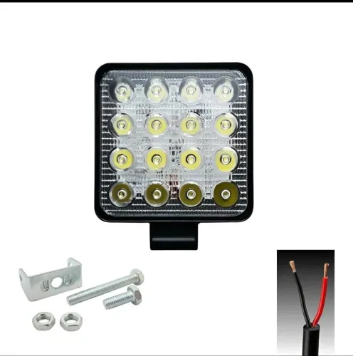 Farol Milha 16 Led 48w 12v24v Quadrado Off Road *ACIMA de 2 unds R$40,00*