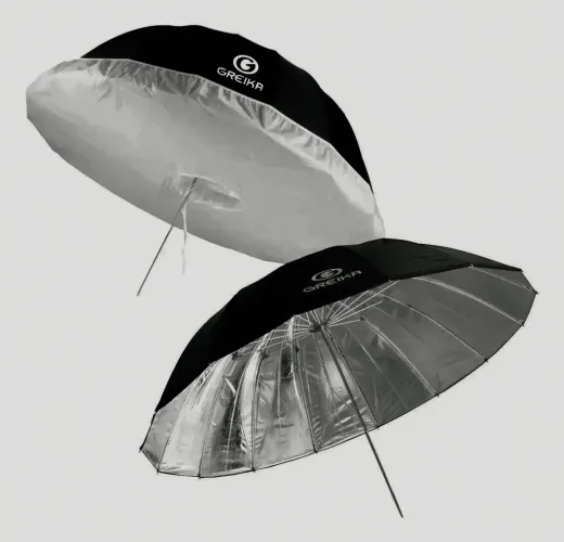 Sombrinha Refletora Preta Prata Capa Difusora 190cm Greika 