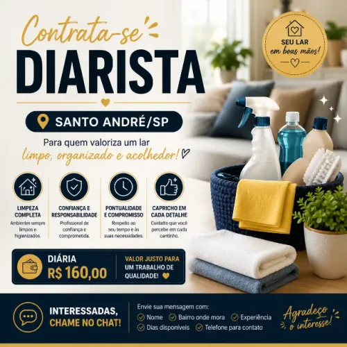 Contrata-se Diarista em Santo André