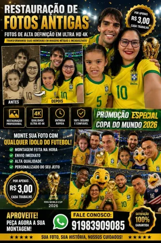 Restauração de fotos antigas e montagens ultra realistas 