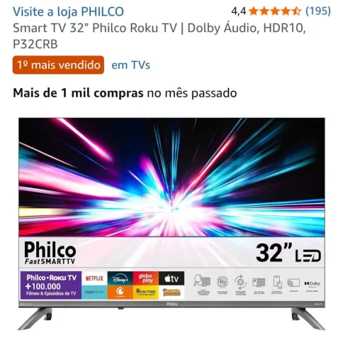 Smart TV Philco 32" NOVA NA CAIXA