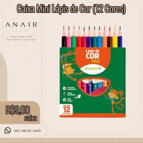 Caixa Mini Lápis de Cor (12 Cores)