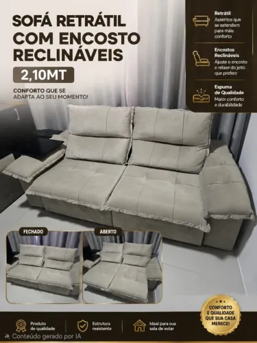Sofá Retrátil com Encosto Regulável. 