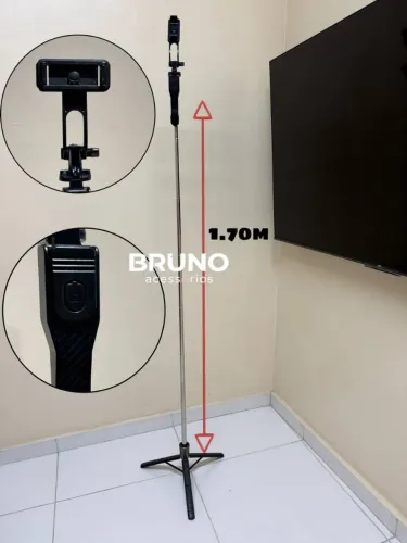 Bastão de selfie tripé 1,70m com controle