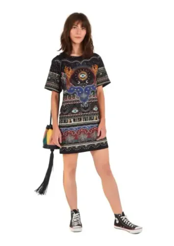 vestido t-shirt circo místico farm tamanho p