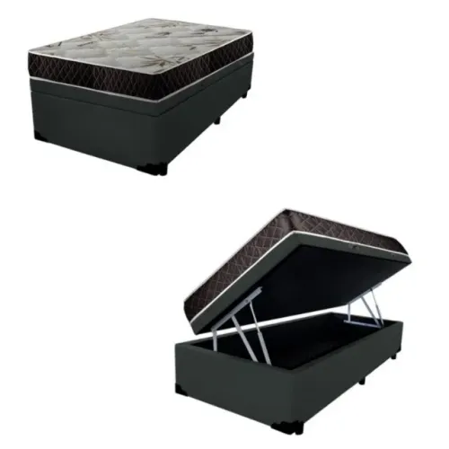 Cama Box Baú Solt. + Colchão Espuma D20 88x188x12