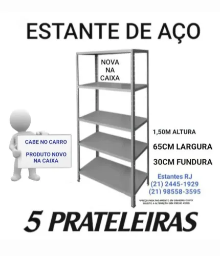 Estante Kit 5 Prateleiras Reguláveis | Aço Certificado | Nova na Caixa