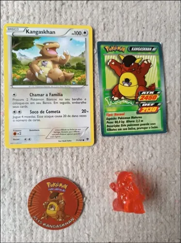 Colecionável Pokémon: Kangaskhan (Translúcido) + Tazo e Cartas