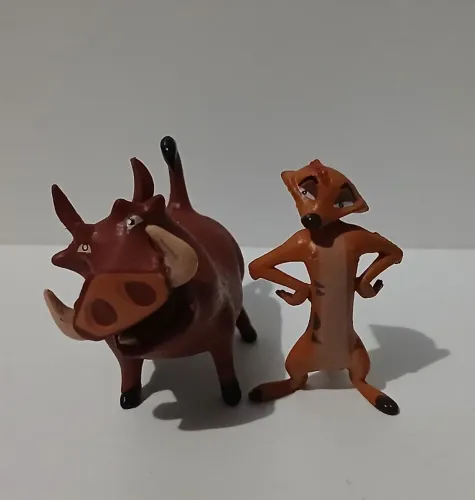 LOTE DUPLA BONECOS MINIATURAS DISNEY REI LEÃO TIMÃO E PUMBA
