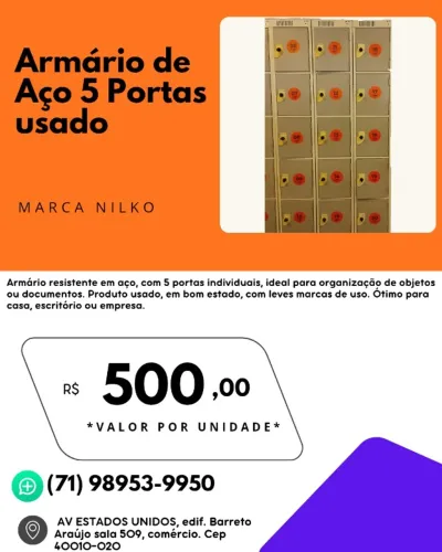 Armário de aço 5 portas 