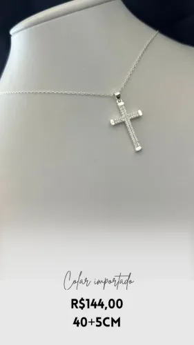Colar de cruz Importado ( Prata 925)