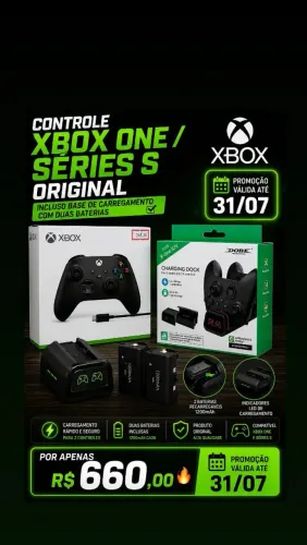 Controle Xbox one / séries s original + dock de carregamento