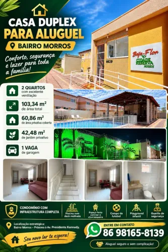 Alugo Casa Duplex - Condomínio Beija Flor - Bairro Morros