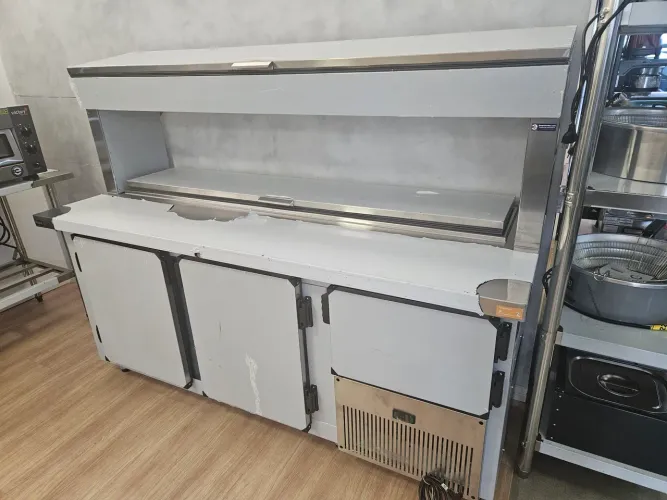 balcão refrigerado de inox com condimentadora dupla - novo