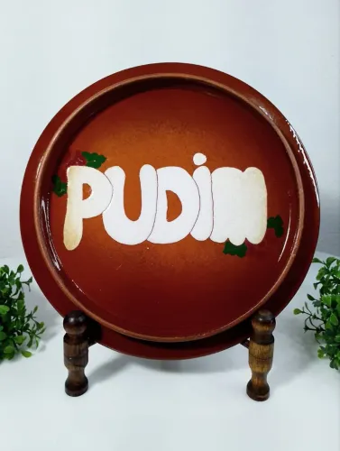 Prato Vintage Cerâmica 2 em 1 para Pudim e Bolo.