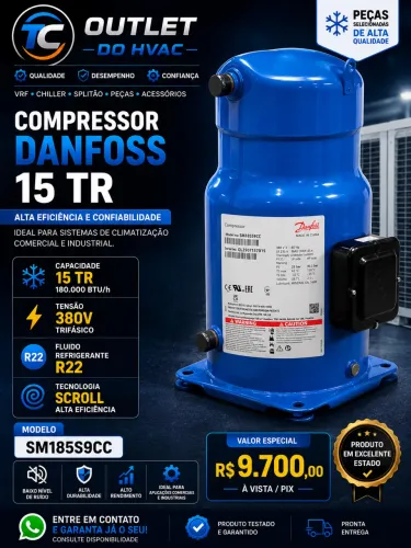 Unidade compressor 15TR 380V R22 Danfoss