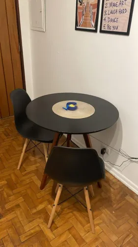 Conjunto Cadeiras Eames Eiffel Preta Base Madeira Semi Nova