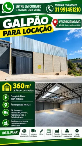 GALPÃO PARA LOCAÇÃO - VESPASIANO/MG