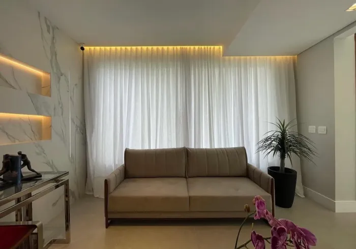 Cortina Wave no Tecido Linho Gaze branco 