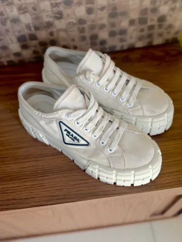 Tênis ORIGINAL Prada Branco Double Wheel Triangle
