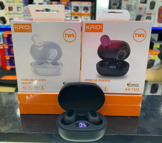  FONE  Bluetooth kaidi (bem pequeno de borrachinha)<br>Kaidi *KD-7101*<br><br> *R$ 110,00*?