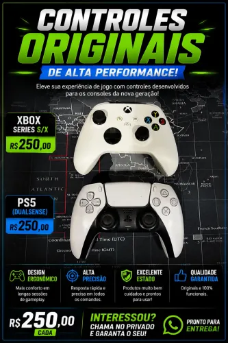 Controle de PS5 e controle de Xbox séries S