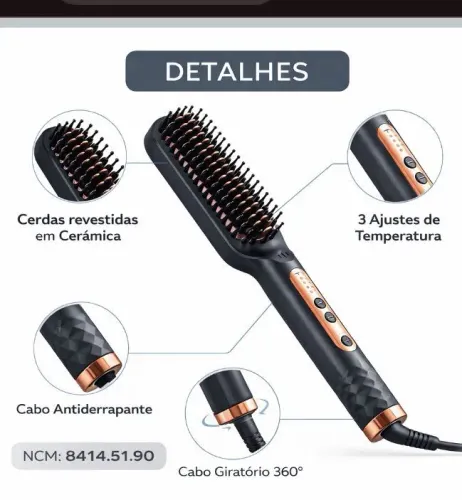 Escova Alisadora Elétrica Bivolt Cinza