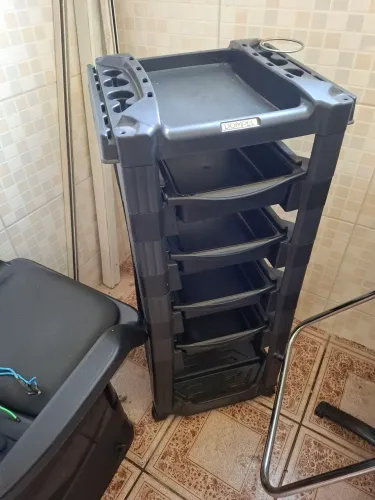 Kit preto lavatório, Cadeira, carrinho auxiliar + aquecedor 220v