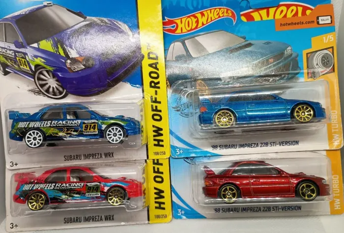 Lote Raro Hot Wheels Subaru Impreza - 4 Minis (WRX 2013 e 22B STi 2018)