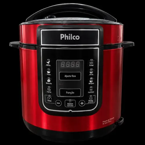 Panela de Pressão Elétrica Digital Philco 6L Inox Vermelha