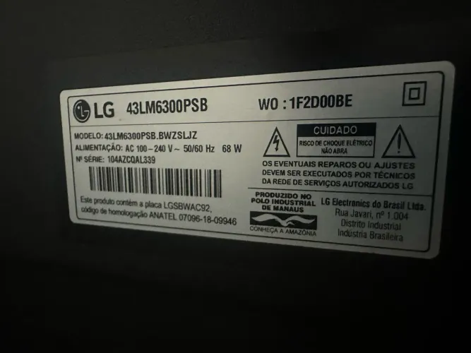 TV LG 43 RETIRADA DE PEÇAS 