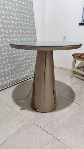 Mesa Redonda 70cm com Tampo de Vidro - Base para Restaurar