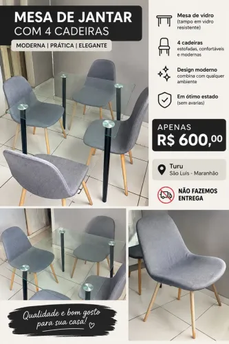 Vendo Mesa com 4 cadeiras