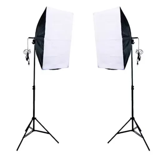 Kit de Iluminação Duplo Foto e Video Luz Contínua Softbox 50x70cm e Tripé