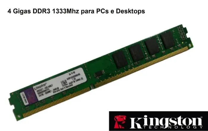 Memória Kingston 4 GB DDR3 1333 Mhz para PCs e Desktops
