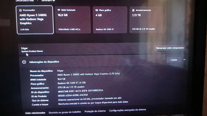 Computador, gabinete, mouse e teclado gamer