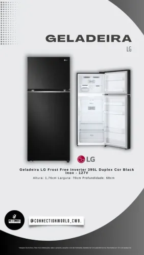 Geladeira LG Frost Free Inverter 395L Duplex Cor Black Inox - 127V