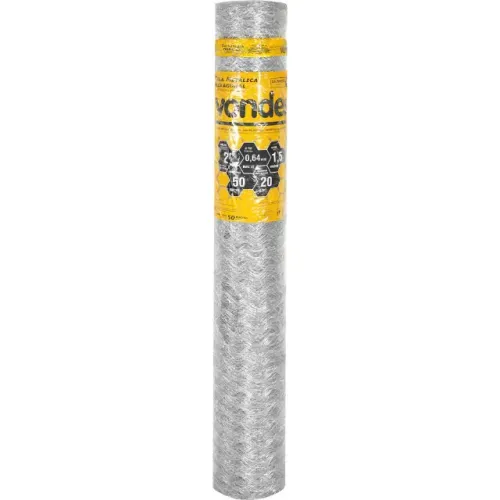 Tela metálica hexagonal, galinheiro, malha 2", 23 BWG x 1,5 m, com 50 m, VONDER