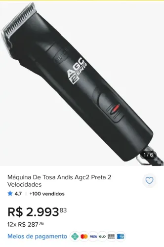 Maquina tosa profissional andis 2 AGC speed
