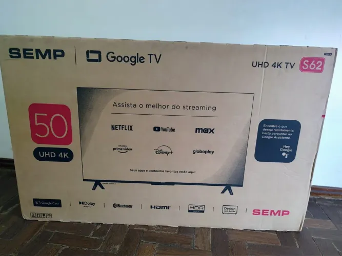 SMART TV SEMP 50 4K GOOGLE TV (Modelo S62)  LACRADA NA CAIXA